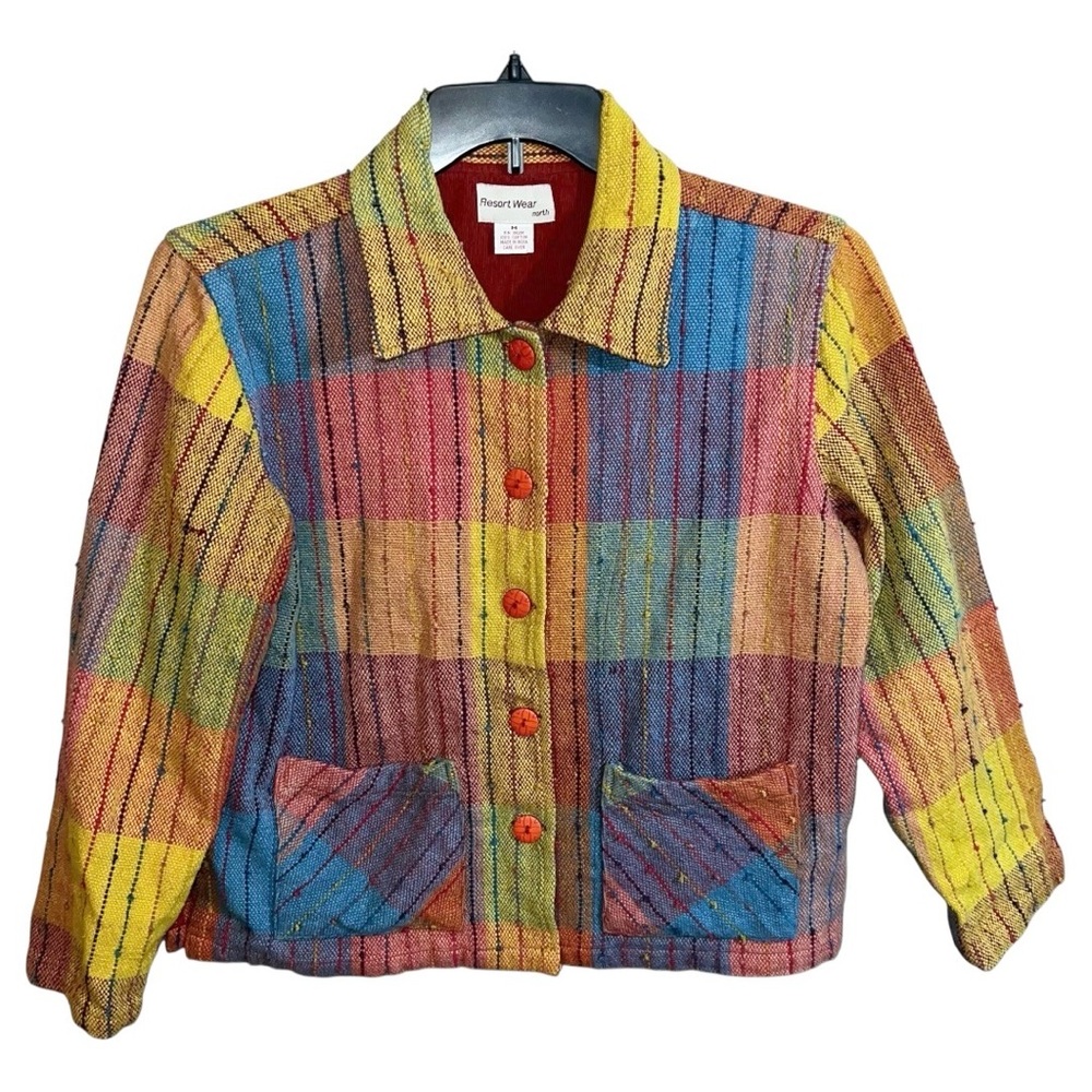 Resort Wear Sweater Women’s Size M Multi Color Button Front Long Sleeve